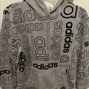 Adidas Gray Hoodie with Black Logo Print